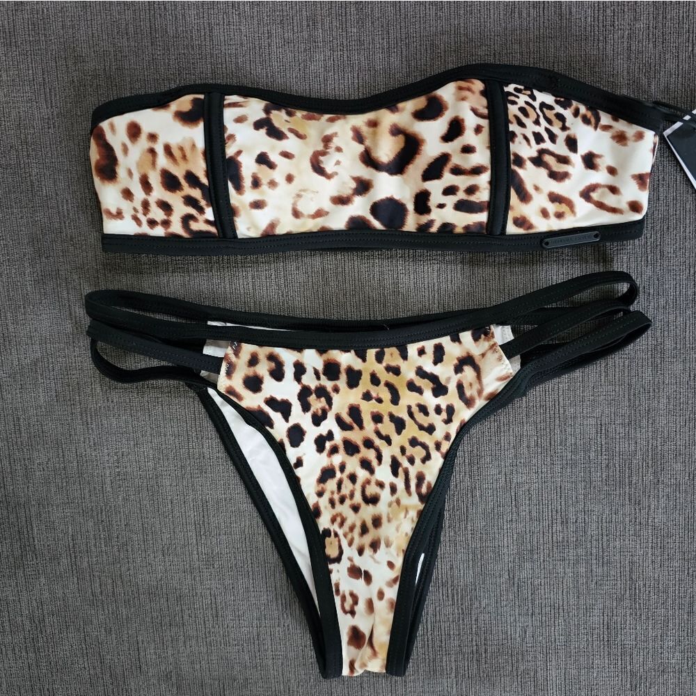 Kendal & Kylie Cagey Strappy Bandeau 2 piece Bikini low rise bottom Xsmall